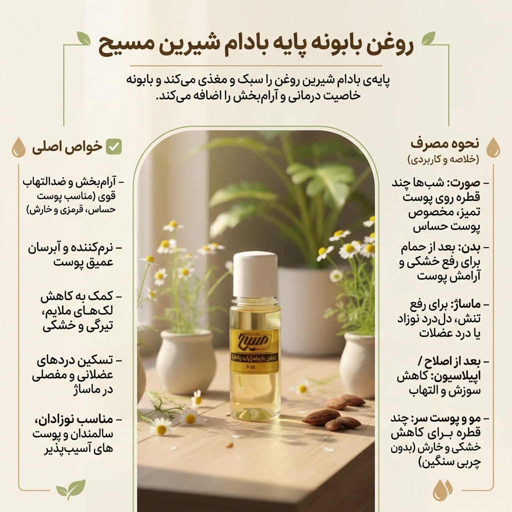 روغن بابونه پایه بادام شیرین